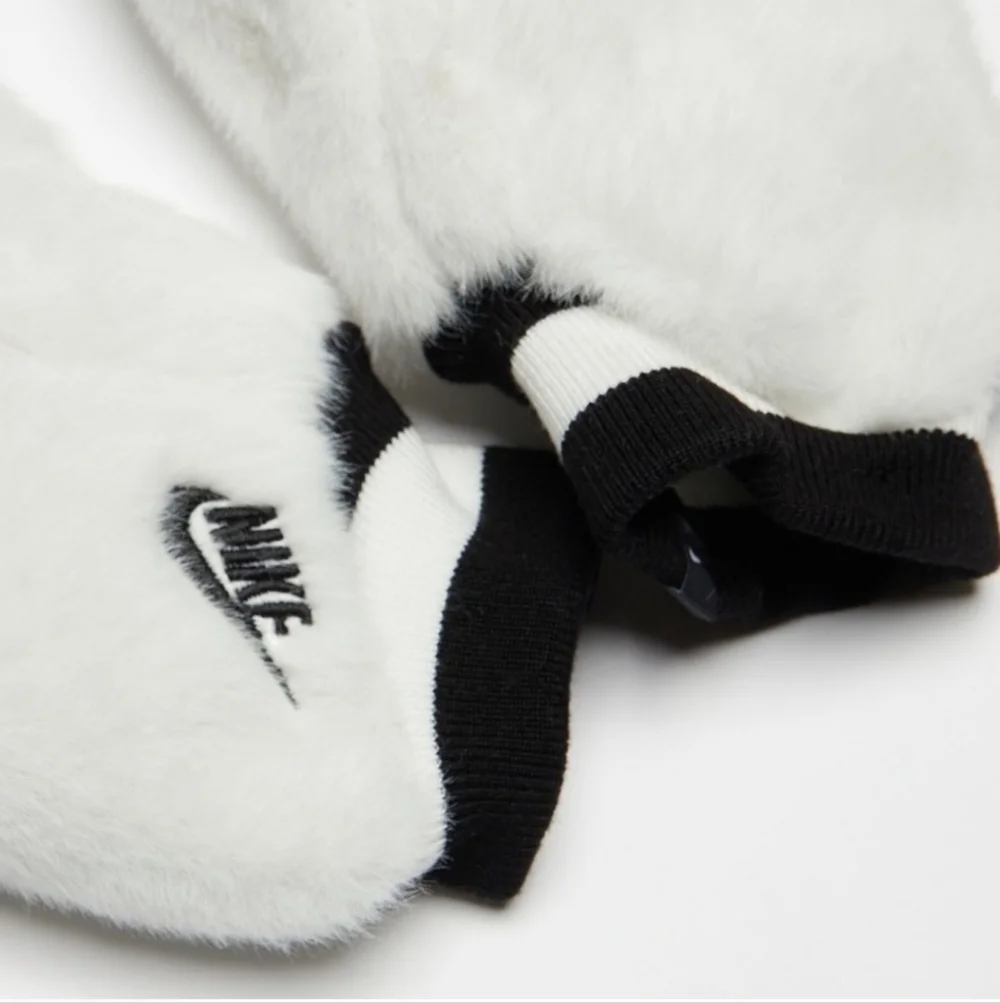 Nike White Faux Fur Mittens Size XS-S